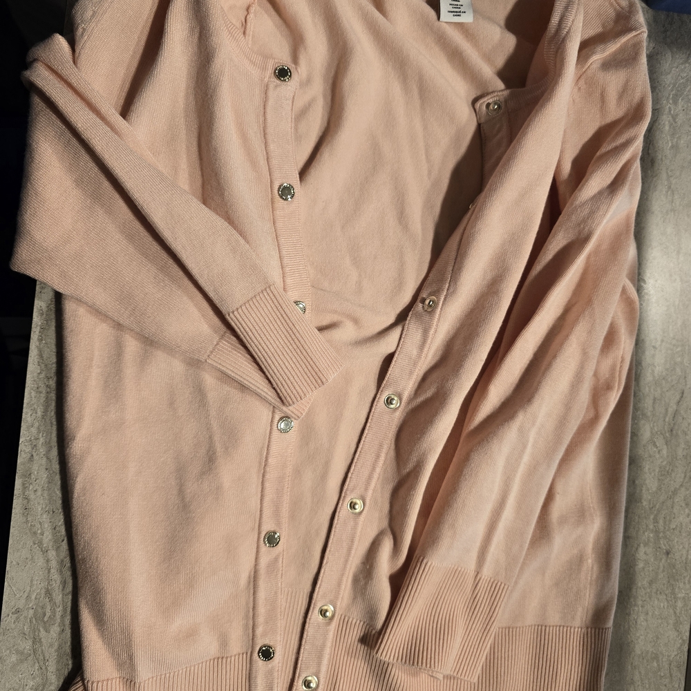 White House Black Maeket Pink Cardigan NWOT XS